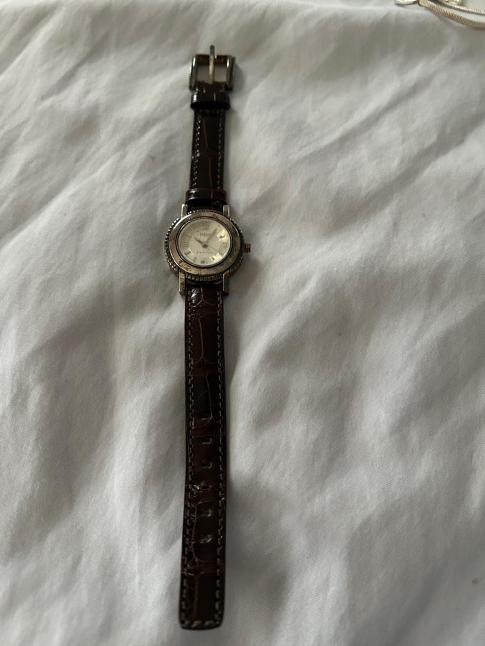 Women's Brown Leather Strap Watch with Silver-Tone Case
